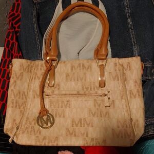 MKF Collection Siena Women's M Signature Handbag by Mia K- Beige